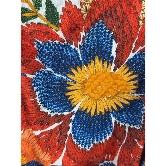 FARM Rio Pineapple Flowers Linen Blend Midi Dress Wrap Belted Size L - Picture 7 of 7